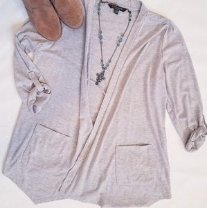 Light Heather Gray Knit Flyaway Cardigan